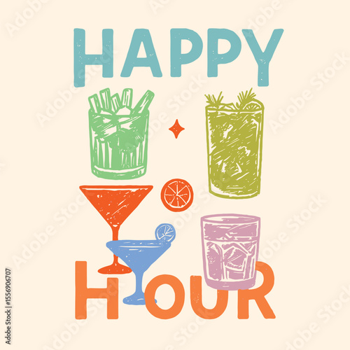 Cocktails Retro Poster Vector Set, Vintage Pencil Sketch Engraving Style, Party Drink Labels, Bar Menu Design, T-Shirt Print Illustration