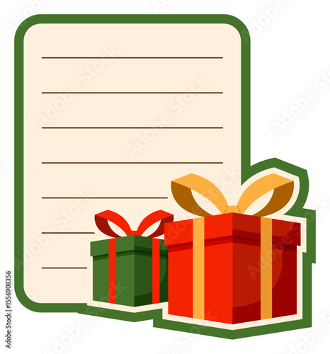 Christmas Gift List Template Festive Lined Paper with Presents