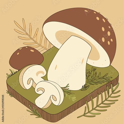 mushrooms in the grass