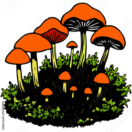 mushrooms in grass