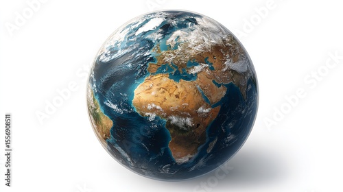 Earth globe with detailed continents Europe Africa and oceans in a realistic world model rendering