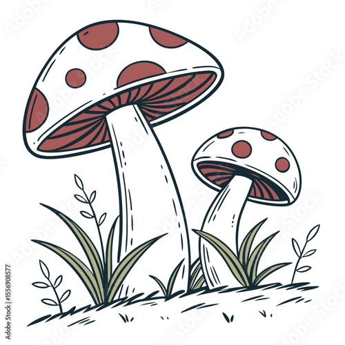 mushrooms on grass