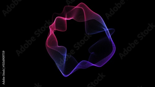 Spectrum waves color circle line on black background