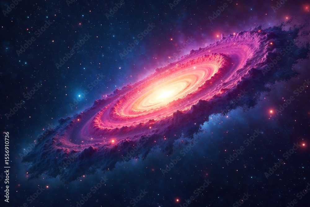 Naklejka premium Breathtaking Cosmic Expanse Swirling Nebulae and Distant Galaxies in a Majestic Universe