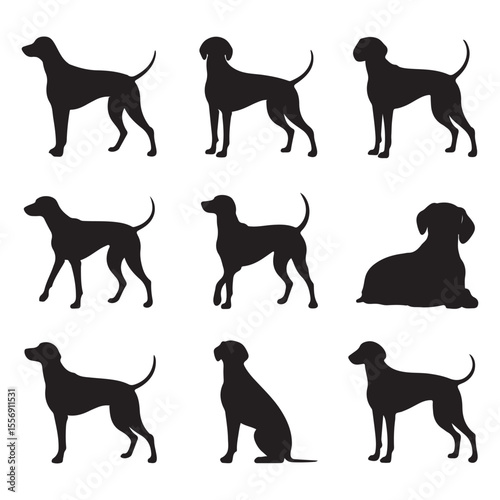 Dog Silhouette Icon Set – Black Pet Dog Vector Collection for Design & Art