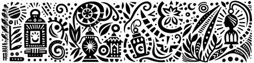 Hand‑Drawn Lantern Illustration, Tribal Light Folk Art Pattern Vector for Night and Outdoor Adventure Themes Design