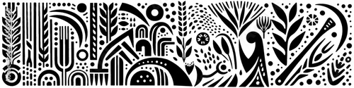 Hand‑Drawn Wheat Illustration, Tribal Harvest Folk Art Pattern Vector for Farming and Autumn Adventure Themes Design