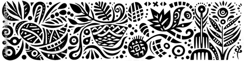 Hand‑Drawn Wheat Illustration, Tribal Harvest Folk Art Pattern Vector for Farming and Autumn Adventure Themes Design