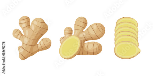 Fresh Ginger Root Sliced and Whole, A Culinary and Health Staple