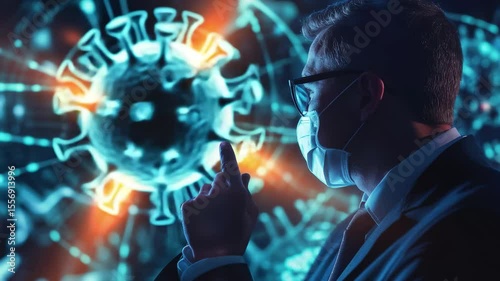 Wallpaper Mural Businessman analyzing risk factors connected to coronavirus in a digital environment, businessman assessing the risks associated with coronavirus Torontodigital.ca