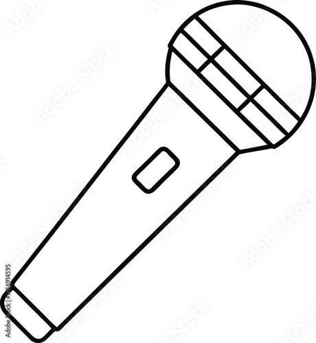 Classic Mic with Mesh Top Line Art Illustration