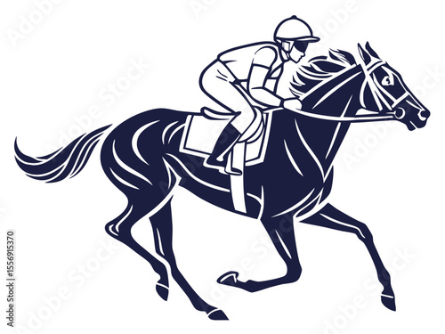 Powerful Horse Racing Scene with Jockey Controlling Reins