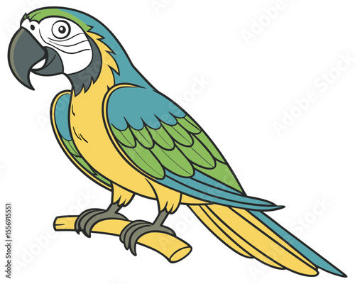 Exotic Parrot Perched Gracefully on White Backdrop