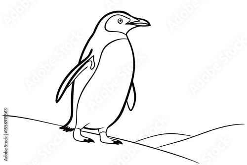 Cute Penguin Standing Upright with Rounded Shape