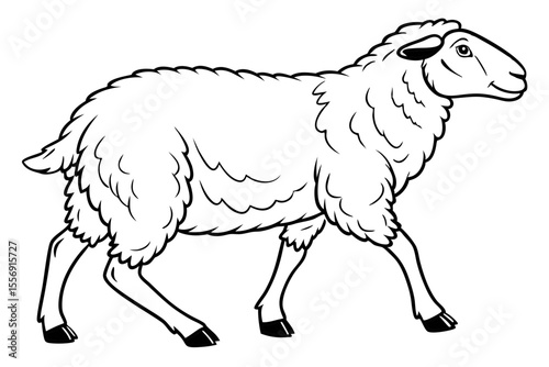 White Background Sheep Vector for Farm Design
