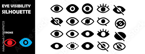 Eye Visibility Silhouette Vector Set – Vision, View and Privacy Icons