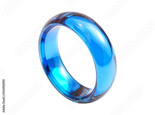 Sleek blue glass ring modern minimalist design, Isolated On Transparent Background, Cut Out
