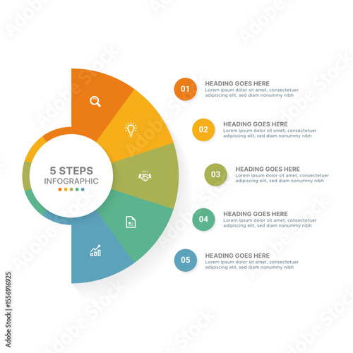 Modern Circular Infographic Design Template with 5 Data Points