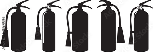 Fire Extinguisher Safety Sign Silhouette on White Background vector illustration