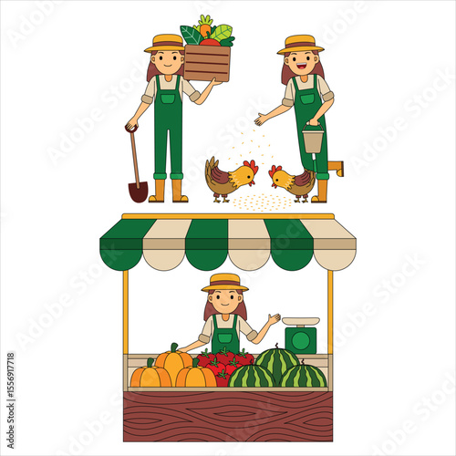 Farmer Profesion Character Vector Illustration