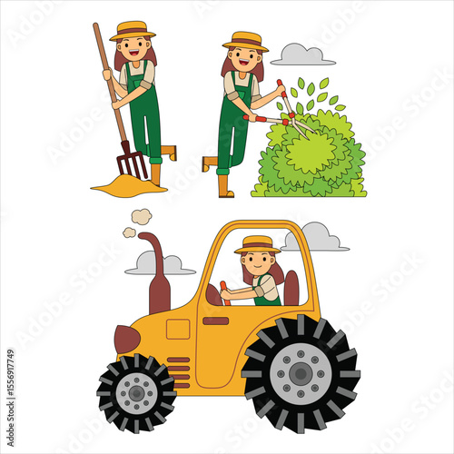 Farmer Profesion Character Vector Illustration