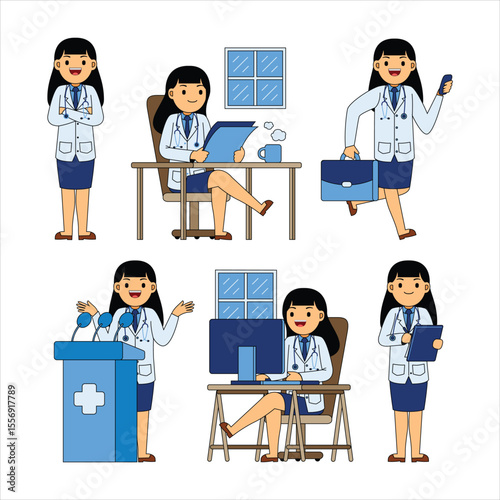 Woman Doctor Profession Character Vector Illustration