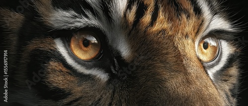 Intense Close-Up of Tiger Eyes with Striking Orange and Black Fur