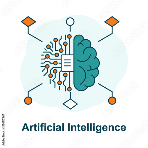 Digital AI Icon, Smart AI Software, Deep Learning Brain, Thinking Machine, Intelligent App Icon, Artificial System, AI Tech Flow, Neural Tech, AI Code Symbol, Smart Pattern Recognition