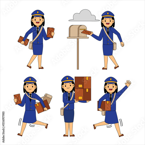 Postwoman Profession Character Vector Illustration