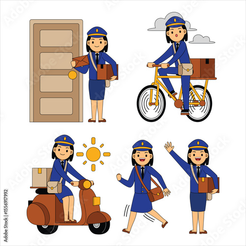 Postwoman Profession Character Vector Illustration