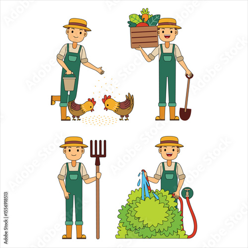 Farmer Profesion Character Vector Illustration