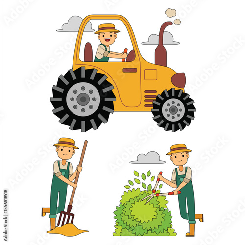Farmer Profesion Character Vector Illustration