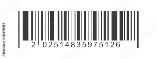 Simple fake Bar code icon. Abstract Barcode with numbers. Barcode product distribution icon. Universal code for scanning product or item. Vector illustration isolated on transparent background.