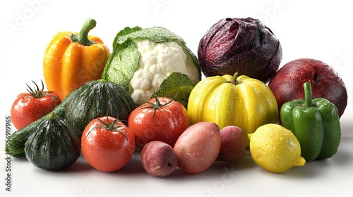 Fresh Harvest Bounty Colorful Vegetables and Fruits Display Healthy Eating Culinary and Wellness