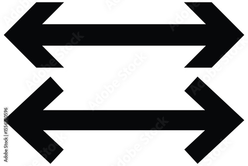 Horizontal dual side long straight arrow vector. Dual arrow sign.