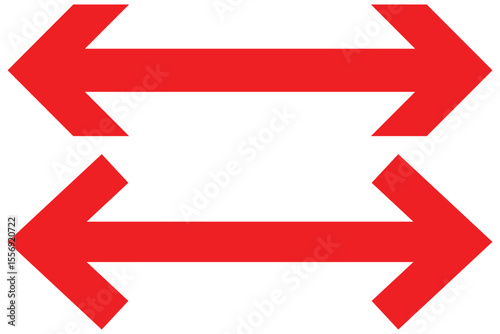 Horizontal dual side long straight arrow vector. Dual arrow sign.