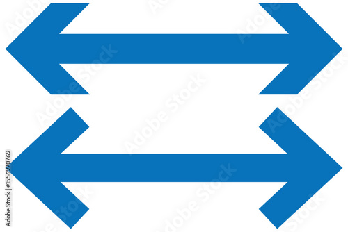 Horizontal dual side long straight arrow vector. Dual arrow sign.