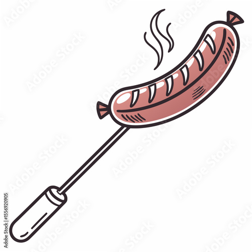 Sausage on a stick with steam hot dog skewer