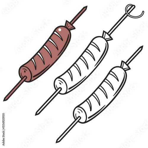 Grilled sausage on skewers with grill marks food meat