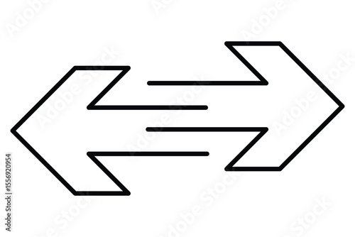 Dual sided arrow vector, icon, silhouette design. Double ended black arrow vector design for website, app and logo design.