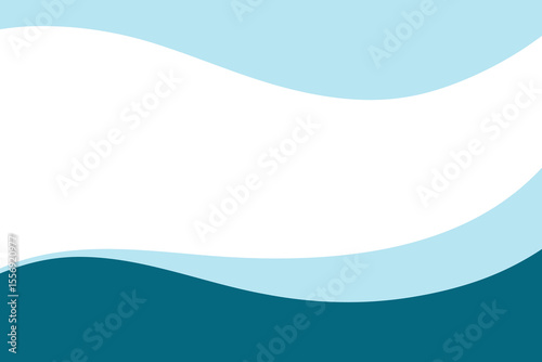 Abstract multi-layered wave background with a bend for the banner, dividing the page. A graphic element, a separator shape with space for text. Simple modern background template in pastel blue shades