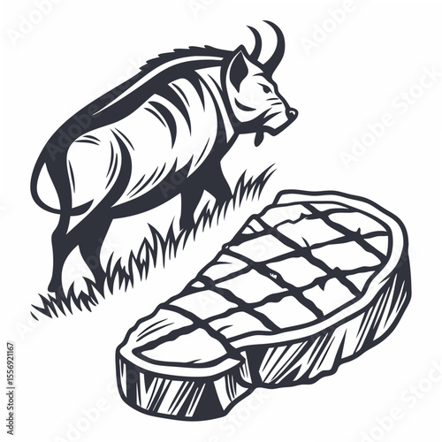 Wild boar and grilled steak meat food