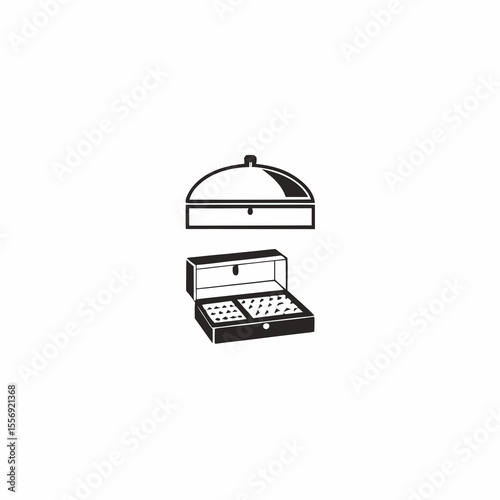 Black open and closed smoker box with compartments open box closed box