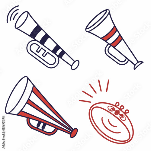 Festive horns and cheering sound trumpet vuvuzela