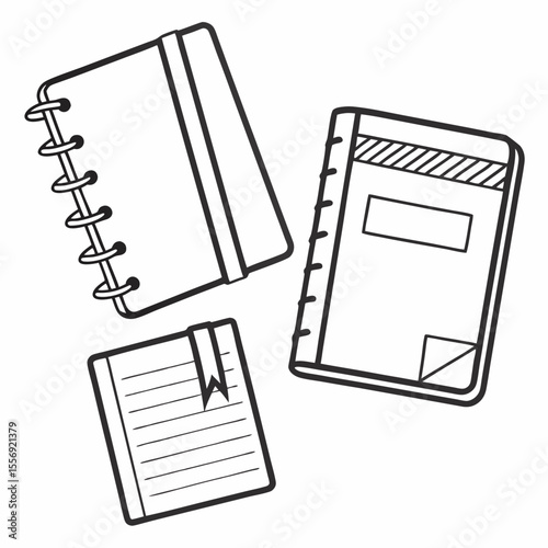 Three notebooks with spiral binding and lined pages journal diary
