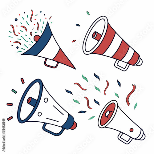 Festive confetti poppers celebration icons party