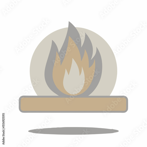 Warm fire flames within a circular frame and hearth heat