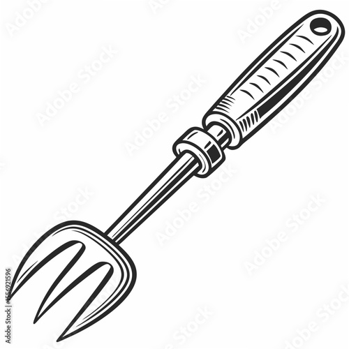 Black and white garden fork illustration gardening tool hand tool