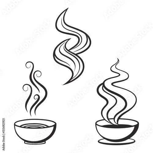Hot beverage steam icons smoke drink
