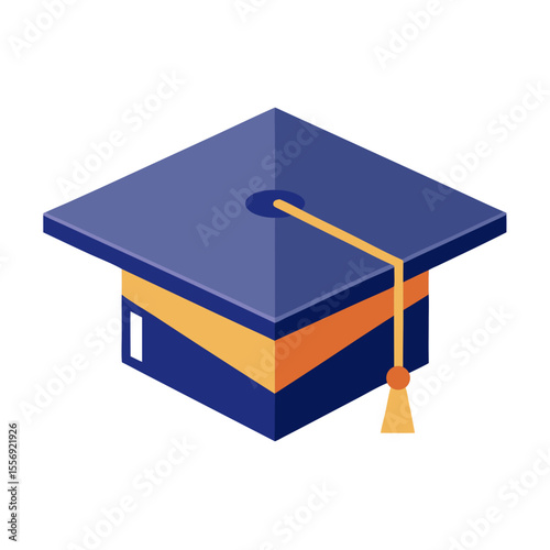 Blue and orange graduation cap with tassel academic cap mortarboard